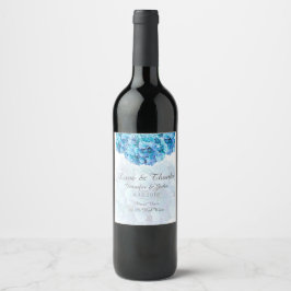Blue Hydrangea Wedding Collection Weinlabel Weinetikett