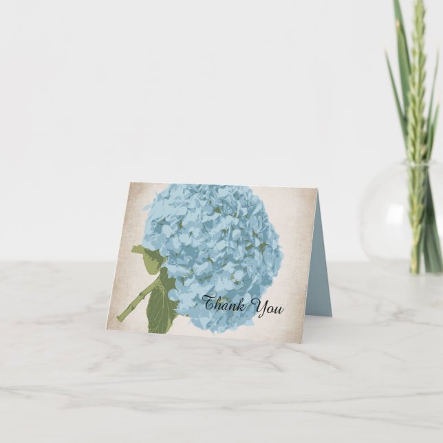 Blue Hydrangea Wedding Dankeschön Card Dankeskarte (Vorderseite)