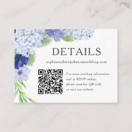Blue Hydrangea Wedding Details Card Visitenkarte