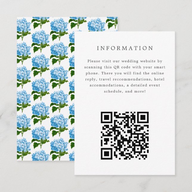 Blue Hydrangea Wedding Einladungskarte (Vorne/Hinten)