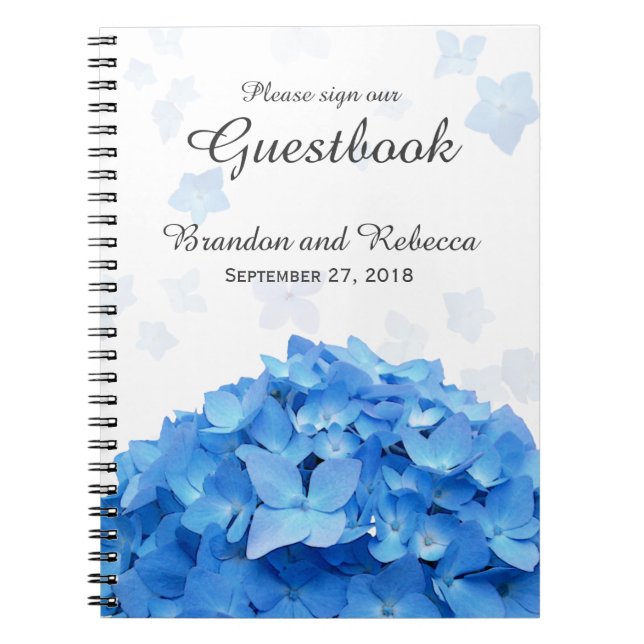 Blue Hydrangea Wedding Guestbook Notizblock (Vorderseite)