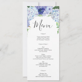 Blue Hydrangea Wedding Menu oder Brautparty Einladung