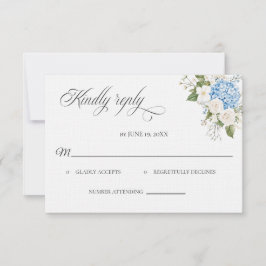 Blue Hydrangea Wedding RSVP card Karte