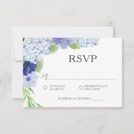 Blue Hydrangea Wedding RSVP Card Save The Date