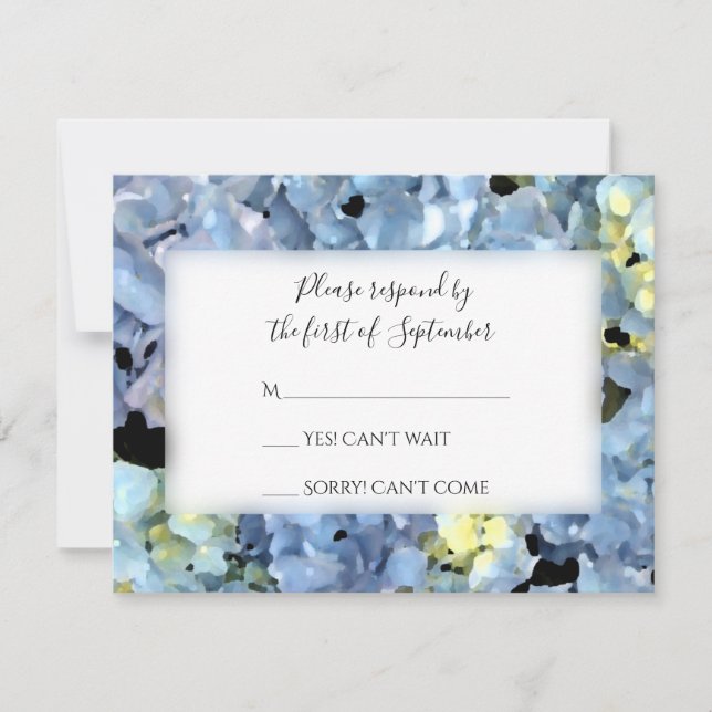 Blue Hydrangea Wedding RSVP Response Card (Vorderseite)