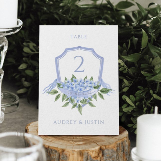 Blue Hydrangea Wedding Wappen Table Card Einladung (Von Creator hochgeladen)