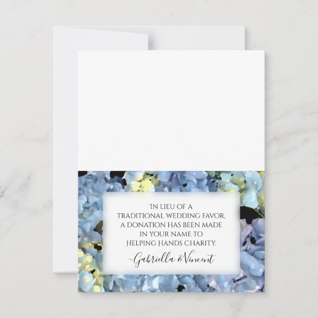 Blue Hydrangea Wedding Wohltätigkeit Fevor Card (Vorderseite)