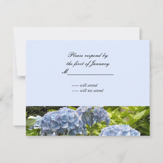 Blue Hydrangeas-Antwortkarte RSVP Karte (Vorderseite)