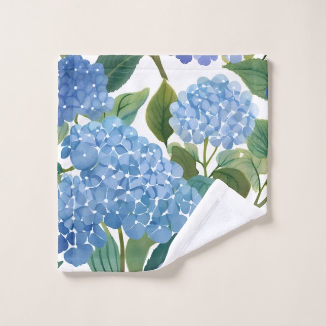 Blue Hydrangeas | Aquarelle florale (Gant de toilette)