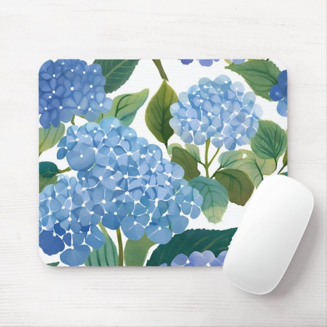 Blue Hydrangeas | Beautiful Floral Bush Mousepad (Mit Mouse)