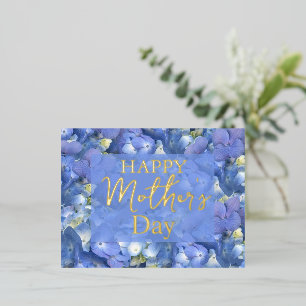 Blue Hydrangeas Blooms Muttertag Folien Feiertagspostkarte