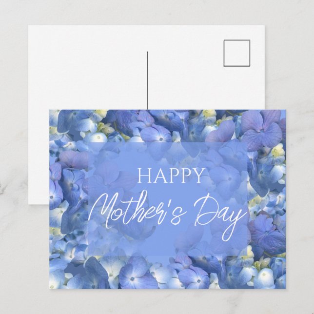 Blue Hydrangeas Blooms Muttertag Postkarte (Vorne/Hinten)