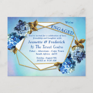 Blue Hydrangeas Blume Verlobung Einladungspostkarte