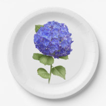 Blue Hydrangeas Botanische Art Paper Teller