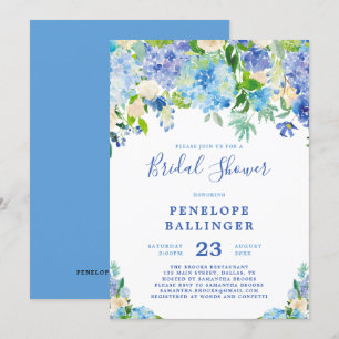 Blue Hydrangeas Brautparty Invite Einladung