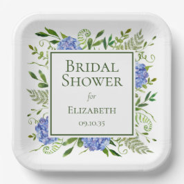 Blue Hydrangeas Brautparty Pappteller