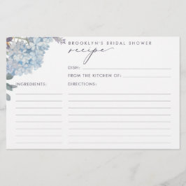 Blue Hydrangeas Brautparty Rezept Cards