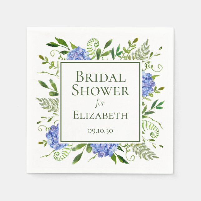 Blue Hydrangeas Brautparty Serviette (Vorderseite)