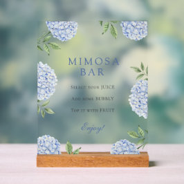 Blue Hydrangeas Classic Border Mimosa Bar Acrylschild