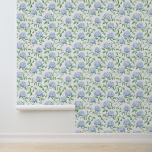 Blue Hydrangeas Coastal Großmutter Floral Tapete