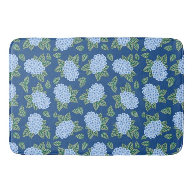 Blue Hydrangeas Custom Bath Mat Badematte (Vorderseite)