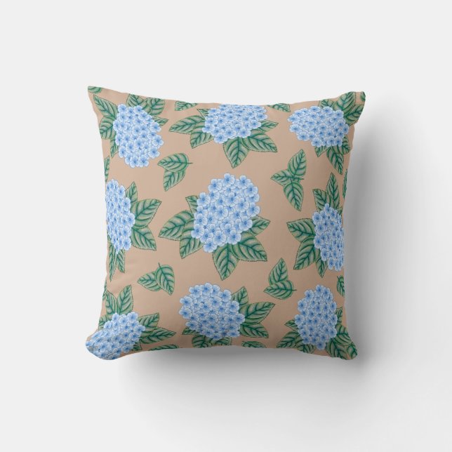 Blue Hydrangeas Custom Throw Pillow Kissen (Vorderseite)