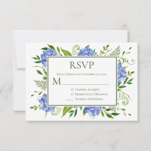 Blue Hydrangeas Engagement Party RSVP Karte