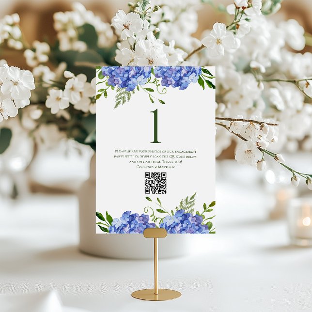 Blue Hydrangeas Engagement Party Tischnummer (Von Creator hochgeladen)
