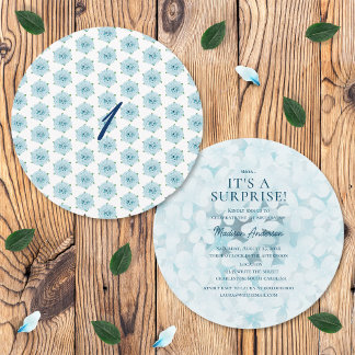Blue Hydrangeas Erste 1. Überraschung Geburtstagsp Einladung