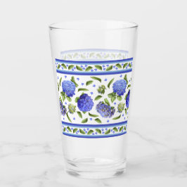 Blue Hydrangeas Extravagante Leaf-Grenze Glas