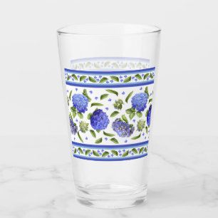 Blue Hydrangeas Extravagante Leaf-Grenze Glas
