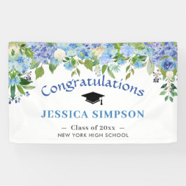 Blue Hydrangeas Floral Abschluss Class 2024 Banner