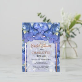 Blue Hydrangeas Floral Brautparty Folie Einladungspostkarte