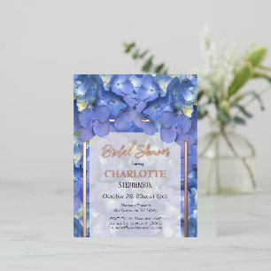 Blue Hydrangeas Floral Brautparty Folie Einladungspostkarte