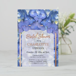 Blue Hydrangeas Floral Brautparty Folieneinladung