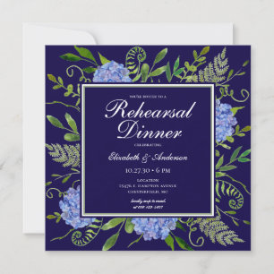 Blue Hydrangeas Floral Probe Abendessen Einladung