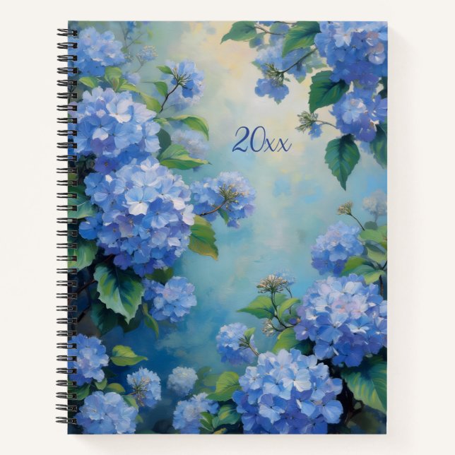 Blue Hydrangeas Floral Spiral-bound Journal Spring (Devant)