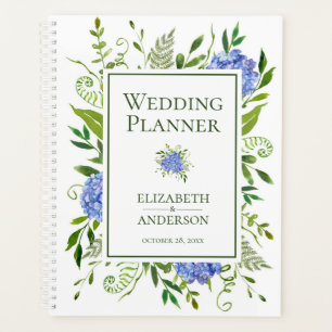 Blue Hydrangeas Floral Watercolor Wedding Planer