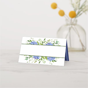 Blue Hydrangeas Floral Watercolor Wedding Platzkarte