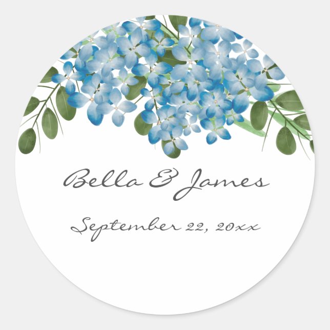 Blue Hydrangeas Floral Wedding Sticker (Vorderseite)