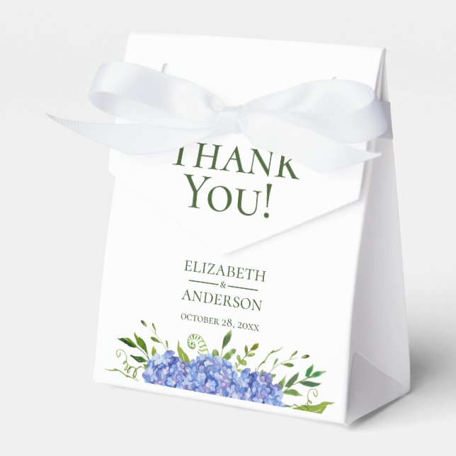 Blue Hydrangeas Floral Wedding Vielen Dank Geschenkschachtel (Vorderseite)