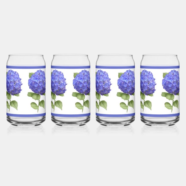 Blue Hydrangeas florale botanische Kunst Dosenglas (Vorderseite)
