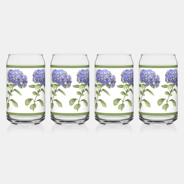 Blue Hydrangeas florale botanische Kunst Dosenglas (Vorderseite)