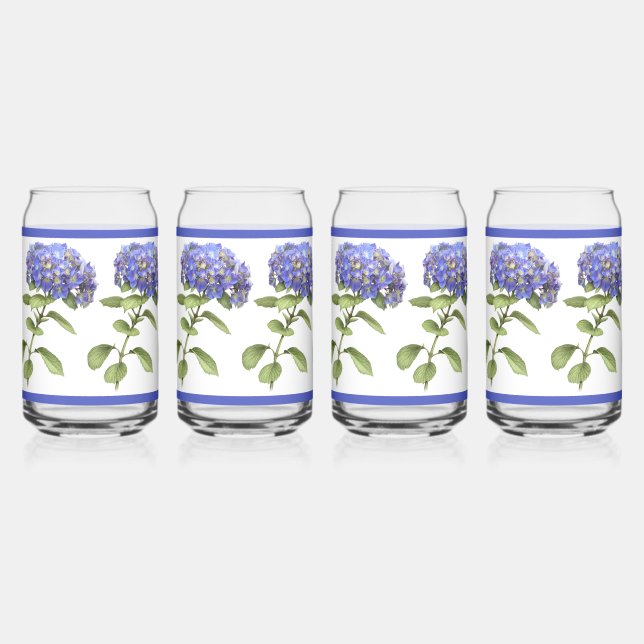 Blue Hydrangeas florale botanische Kunst Dosenglas (Vorderseite)