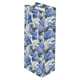 Blue Hydrangeas Gift Bag Geschenktüte Für Weinflaschen