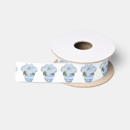 Blue Hydrangeas in Chinoiserie Pot Satinband