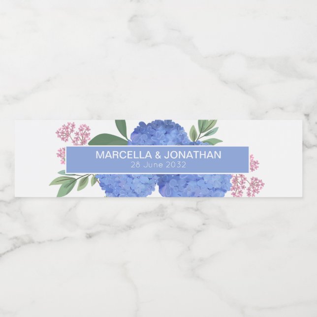 Blue Hydrangeas Modern Bouquet Custom (Einzelnes Label)