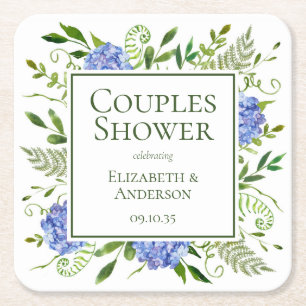 Blue Hydrangeas Paare Dusche Rechteckiger Pappuntersetzer