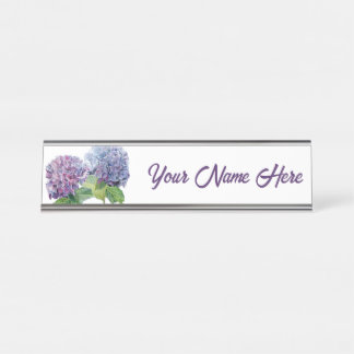 Blue Hydrangeas Personalized Nameplate Schreibtischnamensplakette