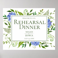 Blue Hydrangeas Probe Dinner Sign